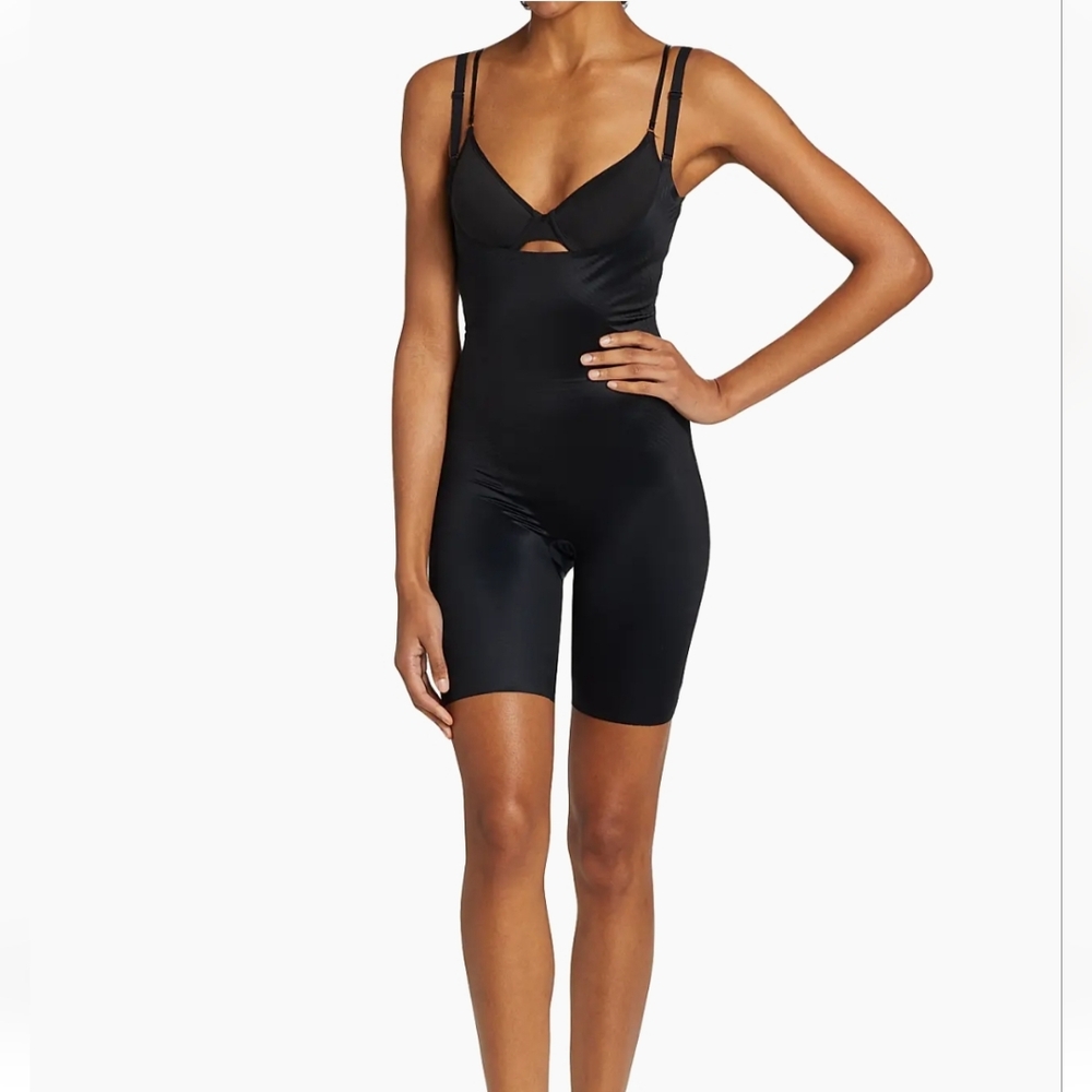 Spanx Thinstincts 2.0 Open- Bust Mid- Thight Body Suit Small